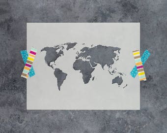 World Map Stencil - Reusable DIY Craft Stencils of a World Map - Small and Large Sizes Great for Wall Art