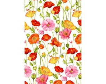Poppy Garden Off White Poppies from Clothworks by the yard