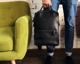 HandMade LEATHER BACKPACK / Citi Backpack / Handcrafted leather Rucksack on zipper / Black leather bag
