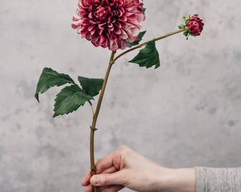 Artificial Burgundy Dahlia Flower Stem