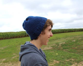 Handknit Blue Hat