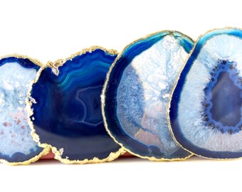 Agate Drink Coasters--Blue Agate Coasters--Agate Coaster Set