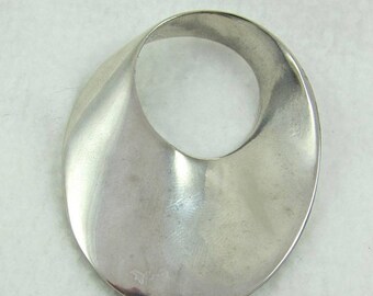 ON SALE Large Oval Modernist Open Silver Plate Brooch Pin