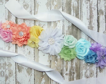 Rainbow Maternity Sash, Rainbow Baby Sash, Gender Reveal Sash, Gender Reveal Party, Pastel Rainbow, Rainbow Baby Shower, Maternity Photos