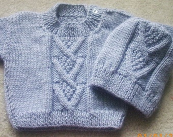 Ardan baby and toddler sweater and hat PDF knitting pattern