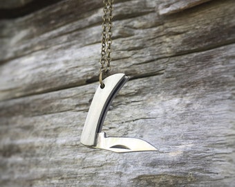 Mini Pocket Knife Necklace - Tiniest Functional Knife Charm - Minimal Utilitarian Knife Pendant Charm - Womens Mini Knife Unique Gift