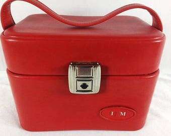 Beautiful Vintage Red Beauty Case Vinyl Red Lipstick Beauty Case Vintage Make Up Case