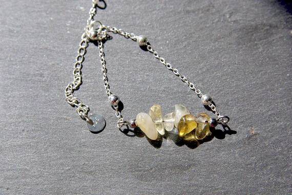 Citrine Bar Bracelet, 925 Sterling Silver, Citrine jewelry, Minimalist, Gift for Her, Prospérity Stone, Birthstone, Zodiac, Beaded Bracelet