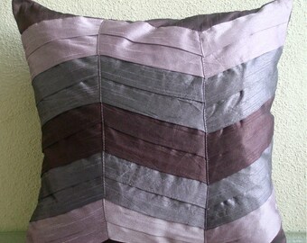 Plum Waves - Pillow Sham Covers - 24x24 Inches Silk Pillow Sham Cover in Shades of Plum and Purple