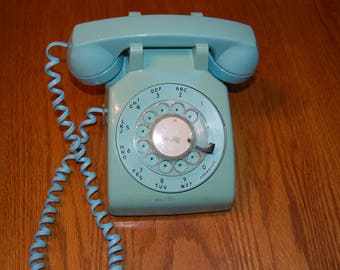 Vintage Rotary Dial Telephone, Blue Rotary Phone, Working Retro Phone, Retro Home Decor, Dial Phone, Desk Phone, Bell DOES NOT Work
