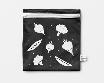 Special Edition / vegetables ~ reusable sandwich and snack bag ~ large ~ Reusable snack and sandwich zipper bags