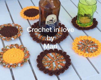 Set 6 coasters Shaker handmade Christmas crochet 1 more