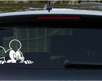 Peeking mickey decal | Etsy