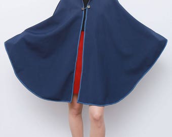 Rare Vintage Giorgio Armani Blue Silk Cape Coat