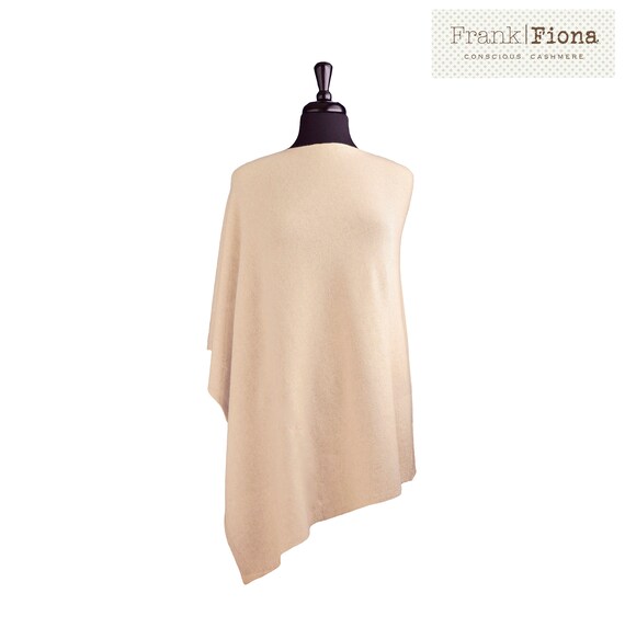 100% Organic Cashmere Poncho,Grade A Mongolian Cashmere,Christmas present,28 x 28 inches,Tan,Knitted Poncho,Cozy Winter Coat,Eco Friendly,PB
