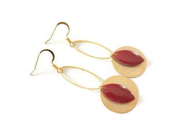 Burgundy and gold earrings