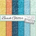 Beach Glitter Digital Paper - Sparkle Chunky Glitter - Sand, Coral and Ocean Shine - 12 Color Blue / Yellow - 12in x 12in - Instant Download
