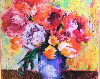 Acrylic Palette Knife Impressionist Floral Painting