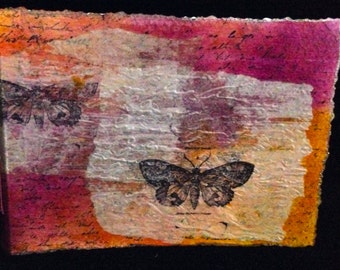 Decoupaged Covered, Hand-Bound, Blank Watercolor Paper Journal 4"x 6"