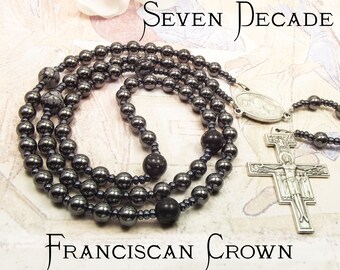 Franciscan Crown Rosary Seven Decades - 7 decades, San Damiano Crucifix or St Francis Crucifix ideal confirmation gift or godfather gift