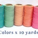 Macrame Cord - Waxed Polyester Thread - Bracelet Cord - Set of 5 Colors - 10 yards each - CANDY