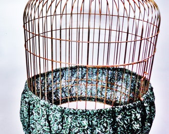 MEDIUM Shades of Black... Bird Cage Cozy Seed Catcher Skirt in 100% Cotton Print Fabric