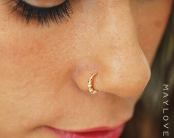Nose Ring Hoop, gold or silver nose hoop Nose Piercing, Tragus hoop Earring, Cartilage Earring, Helix Piercing