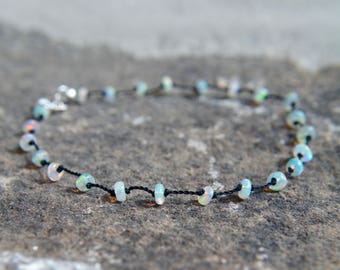 Ethiopian Opal Knotted Silk Bracelet October Birthstone