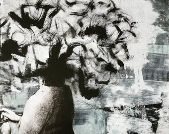 Mess-head no. 009- mixed media - Original Artwork