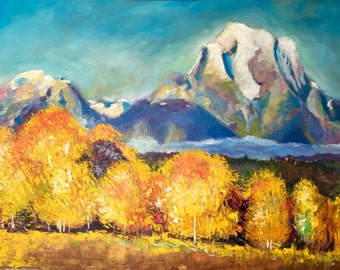 Original Oil Painting of Mountain Landscape