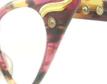Vintage Cat Eye Glasses Eyeglasses Sunglasses New Frame Eyewear Marbled Pink