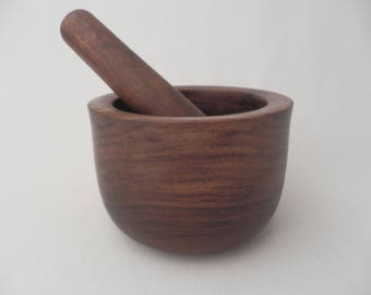 Figured Black Walnut Wooden Mortar And Pestle Handmade
