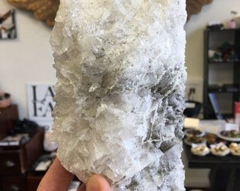 Danburite with Calcite Lattice and Quartz from Mexico