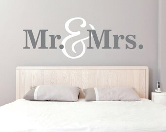 Mr. & Mrs. Wall Decals - mr mrs wall decal - mr. and mrs. vinyl wall decal - bedroom wall decal