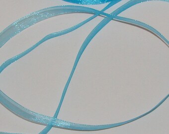 5 m organza Ribbon 10mm transparent blue