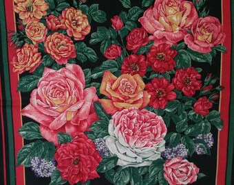 Roses, Pillow Fabric Panel, Cut, Sew and Stuff Pillow, Pillow, Fabric, Pillow Panel,