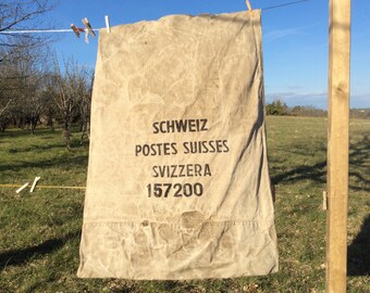 Swiss Vintage Postal Service Sack | Swiss Mail Train Post Bag |