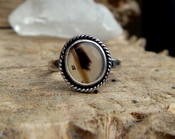 Montana Agate and sterling silver ring // Size 8.75 // Handmade // Metaphysical jewelry