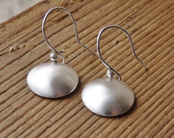Sterling Silver Brushed Matte Disc Earrings, Circle Earrings, Simple Jewellery, Satin Finish