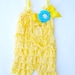 Yellow Lace Newborn Baby,Toddler, Girl Petti Romper Photo Prop With Hair Shabby Flower Clip