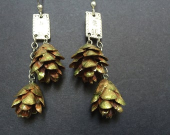 Pinecone Earrings with silver findings