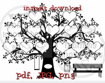 Download 13 Hearts Family Tree Template Svg File