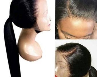 Beautiful high synthetic fiber 22in silky synthetic lace front wig free part