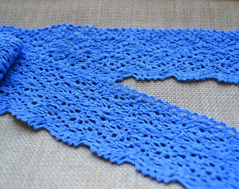 Blue crochet lace, Crochet lace trim, Lace trim, Lace, Crochet, Blue lace trim, Crochet trim, Crochet border, Sewing supplies, Trimmings