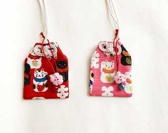 Omamori - Handmade Japanese Lucky Charm - Maneki-neko - Lucky Cat - Japanese Fortune Cat - Lucky Beckoning Cat