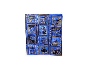 Laurel Burch Rare Oop FABULOUS FELINES Fabric Panel in Blue
