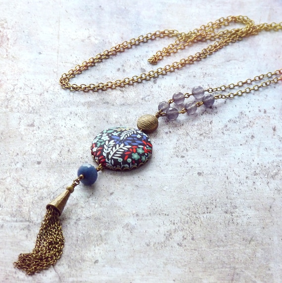 Liberty necklace, Tassel necklace, Long boho necklace, Liberty jewelry, Long tassel necklace, Free shipping Canada, Boho jewelry, Liberty