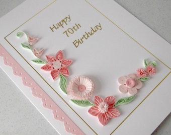 Quilled 70th birthday card, paper quilling