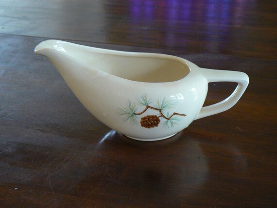 French Saxon China Gravy Boat Pine Cone Pattern French Saxon China Gravy Boat Pine Cone Pattern