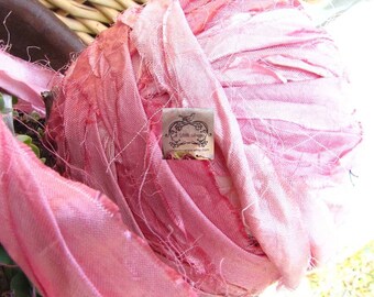 Sari Silk Recycled Ribbon Double Delight Pink